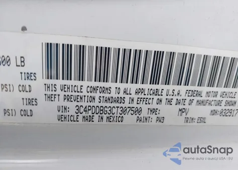 2012 Dodge Journey Sxt from USA, damaged, VIN 3C4PDDBG3CT307500